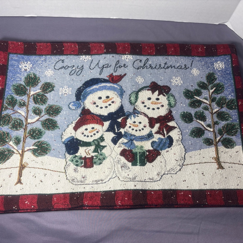 Festive Snowman Family Tapestry Christmas Placemats (4)